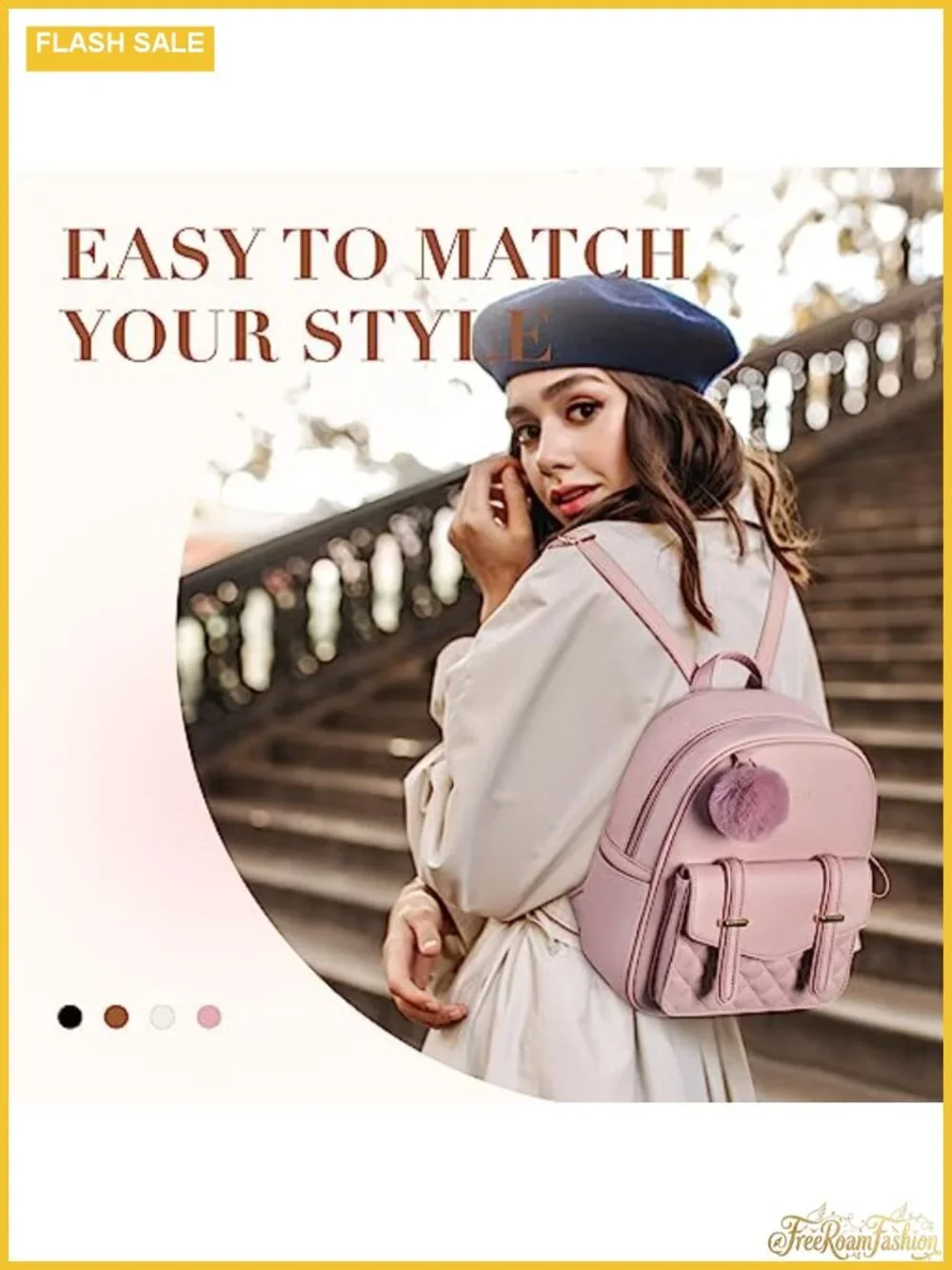 Mini Backpack for Women Cute Small PU Leather Bookbag with Pompom Purse